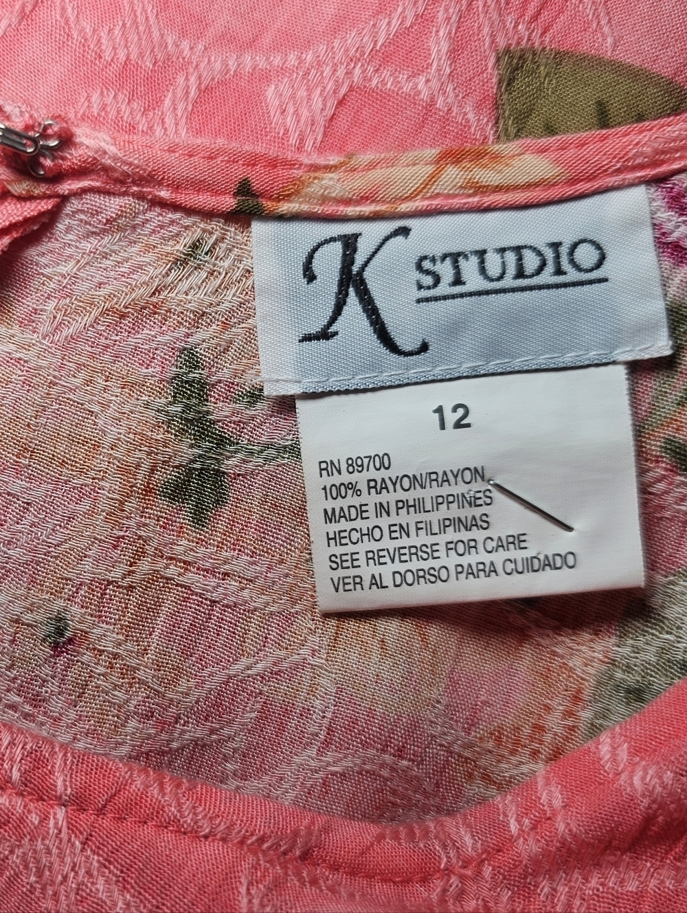Vintage 90s Y2K K Studio Pink Rose Floral Maxi Dress Sleeveless Boho Romantic - Picture 7 of 9
